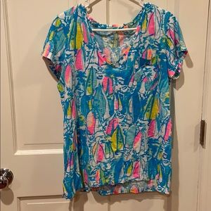 Lilly Pulitzer Michelle V-neck Top, size L